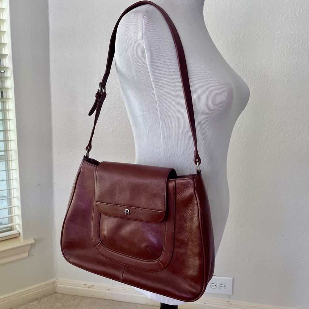 Etienne Aigner Deep Red Leather Shoulder Bag